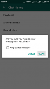 clear/delete all whatsapp chats/message with one click