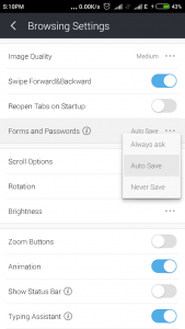 auto save settings in uc-browser