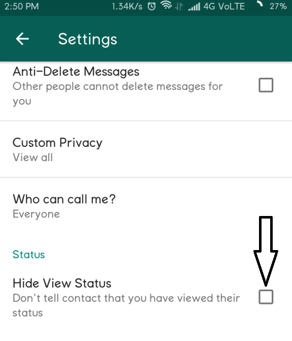 hide status