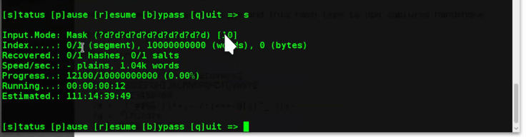 Screenshot of hashcat start the cracking process 