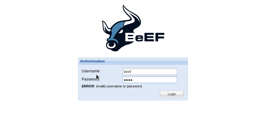 beef default username-password