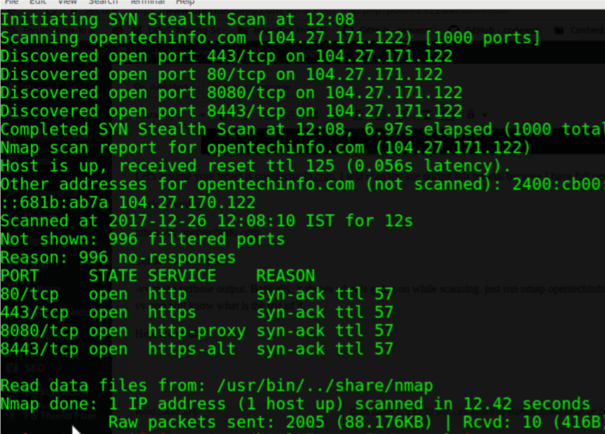 nmap scanning result