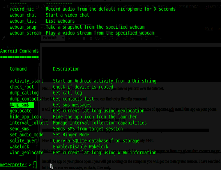 meterpreter session help