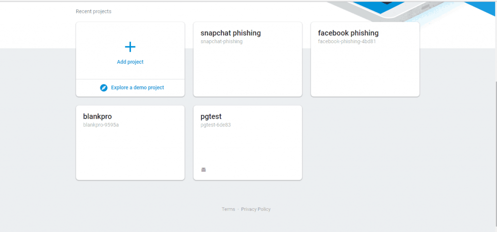 adding project in firebase