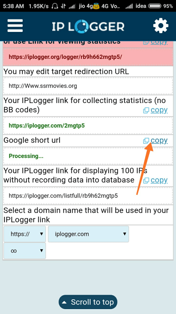 using google short url for tracking android phone