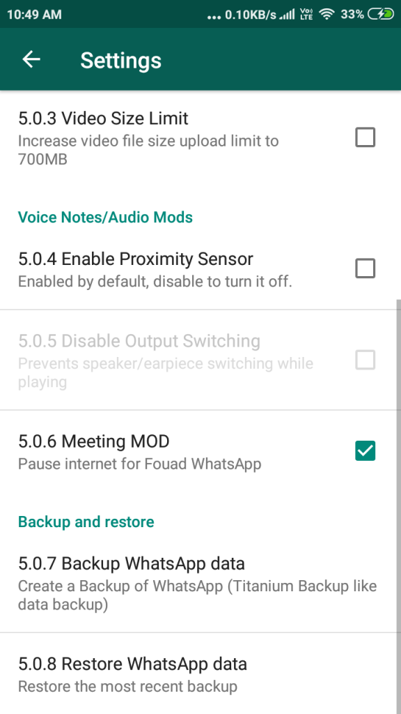 pause internet for fm whatsapp