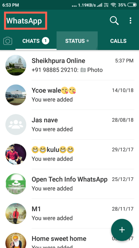 whatsapp open Hide chat