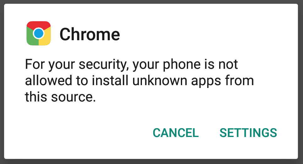 app does not have permission for installing unknown source