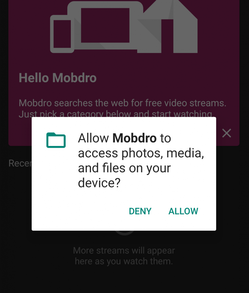 App permission by mobdro